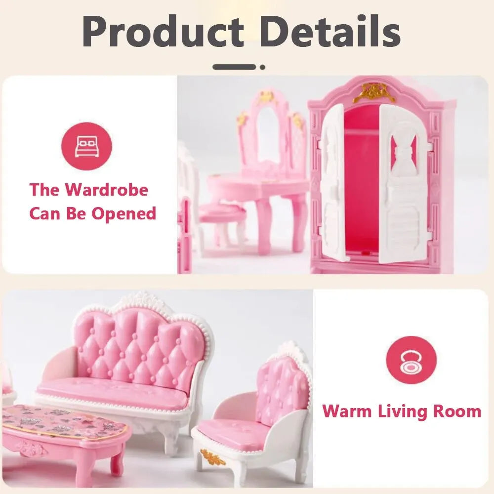 Hot Sale Cute Kawaii Pink Miniature Dollhouse