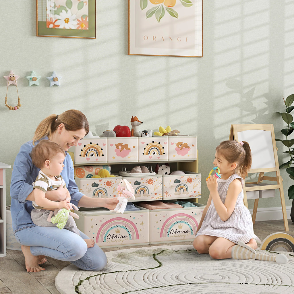 Summit 3-Tier Kids' Toy Storage Rack with 9 Fabric Baskets