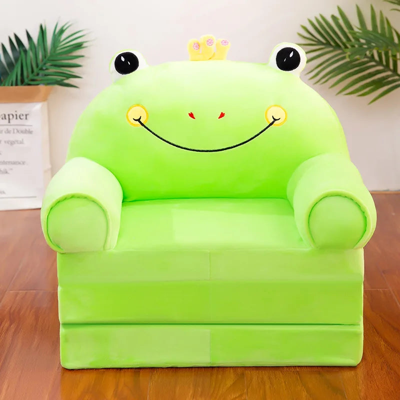 Three-layer folding children's small sofa cartoon kindergarten baby seat stool plush toy lazy sofa removable