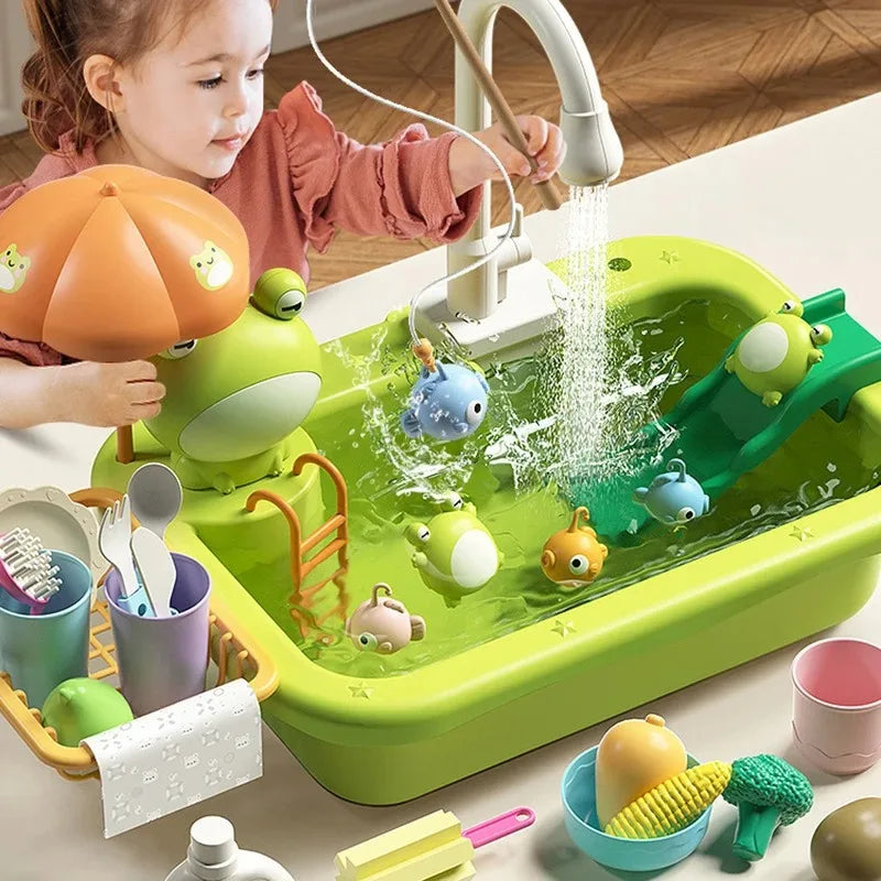Kids Kitchen Sink Toys Electric Dishwasher
