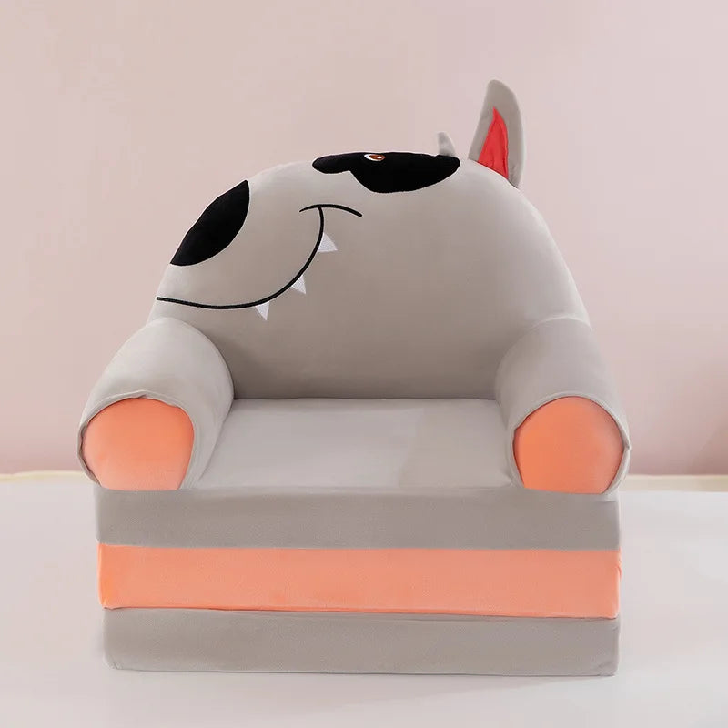 Three-layer folding children's small sofa cartoon kindergarten baby seat stool plush toy lazy sofa removable