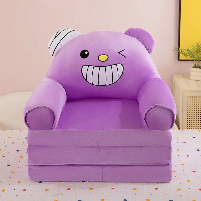 Three-layer folding children's small sofa cartoon kindergarten baby seat stool plush toy lazy sofa removable