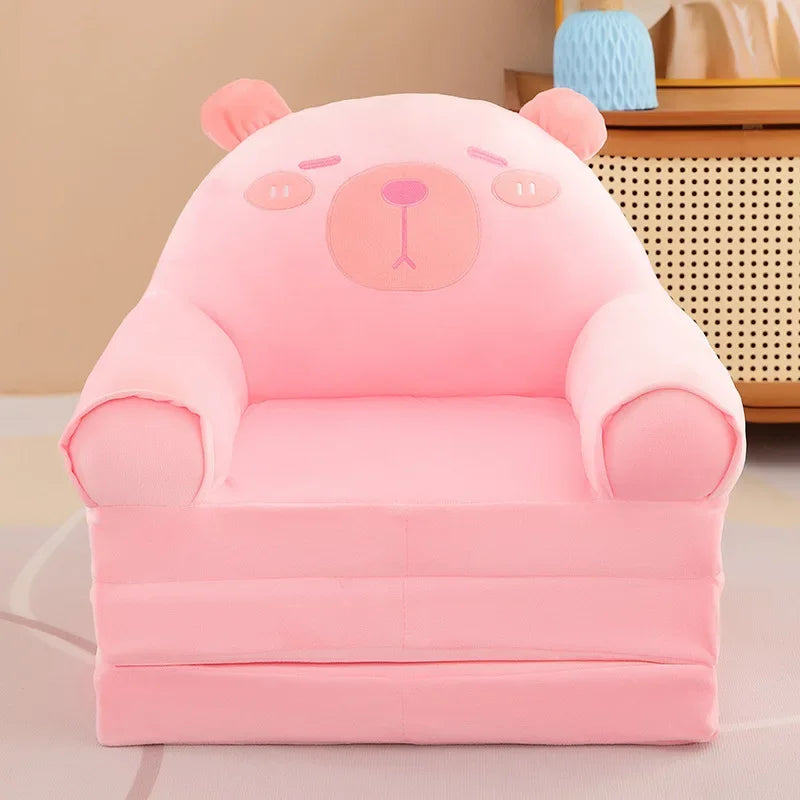 Three-layer folding children's small sofa cartoon kindergarten baby seat stool plush toy lazy sofa removable