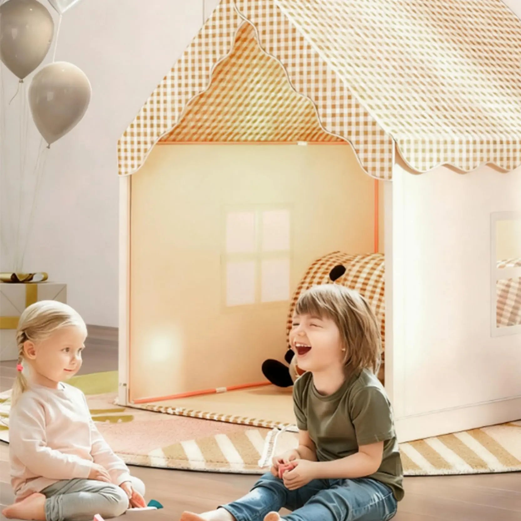 Kids Play Tent Large Portable Indoor Outdoor Toddler Playhouse Children Castle Tent for Fun Imaginative Play
