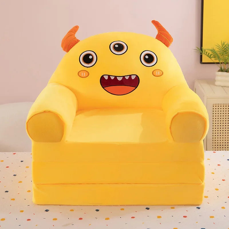 Three-layer folding children's small sofa cartoon kindergarten baby seat stool plush toy lazy sofa removable