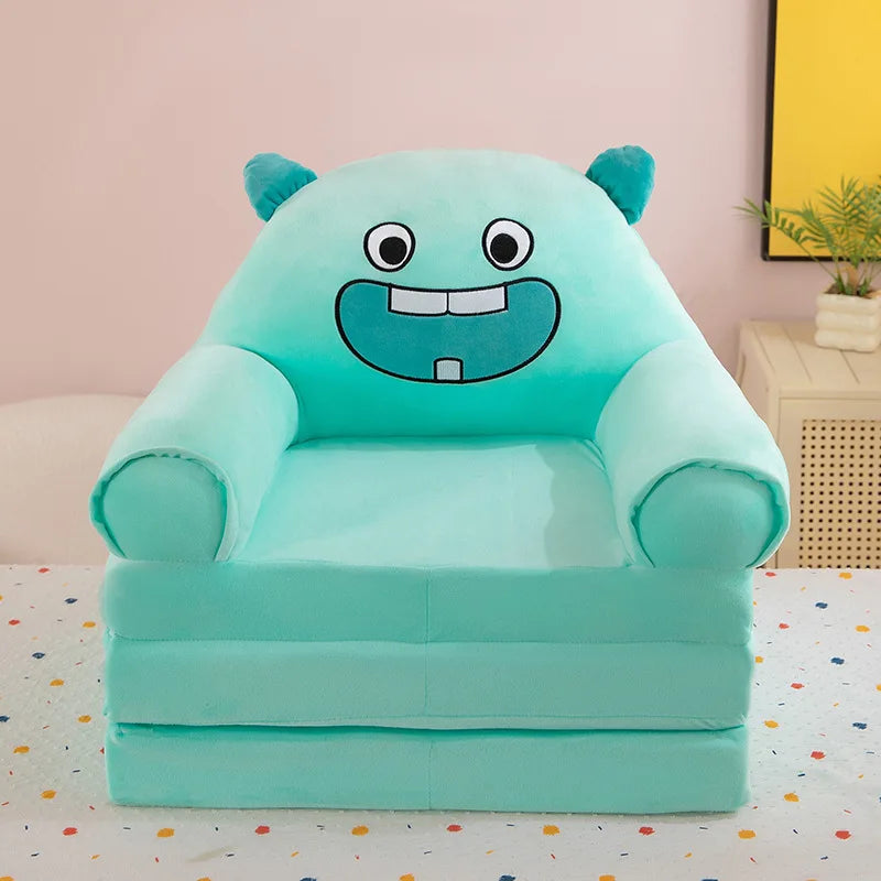 Three-layer folding children's small sofa cartoon kindergarten baby seat stool plush toy lazy sofa removable
