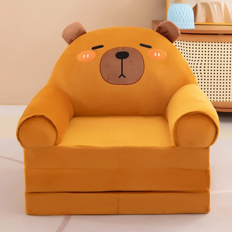 Three-layer folding children's small sofa cartoon kindergarten baby seat stool plush toy lazy sofa removable