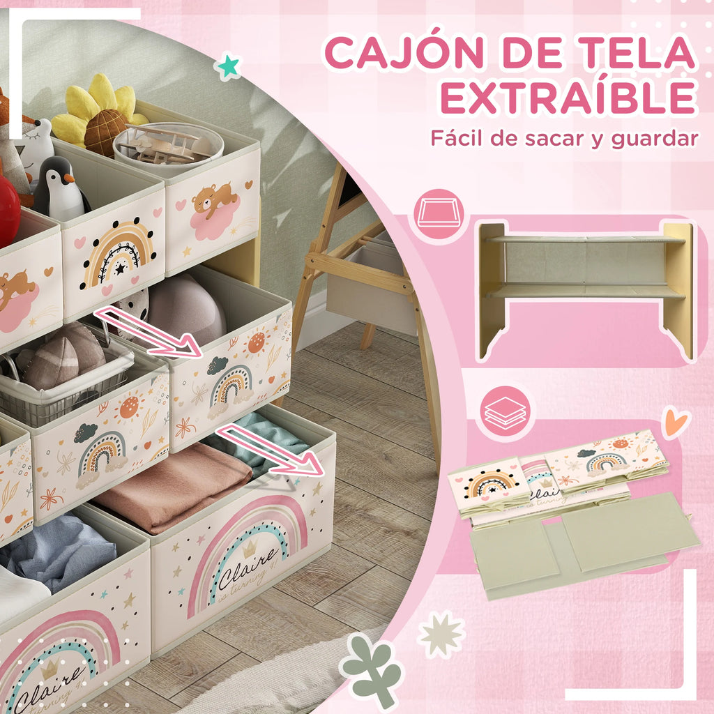 Summit 3-Tier Kids' Toy Storage Rack with 9 Fabric Baskets