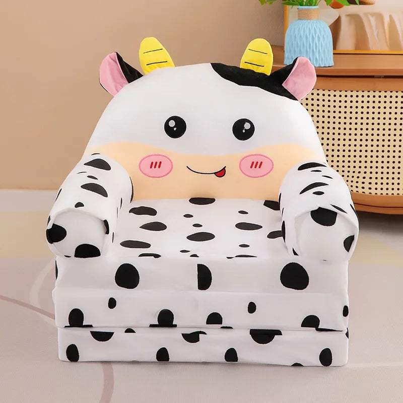 Three-layer folding children's small sofa cartoon kindergarten baby seat stool plush toy lazy sofa removable