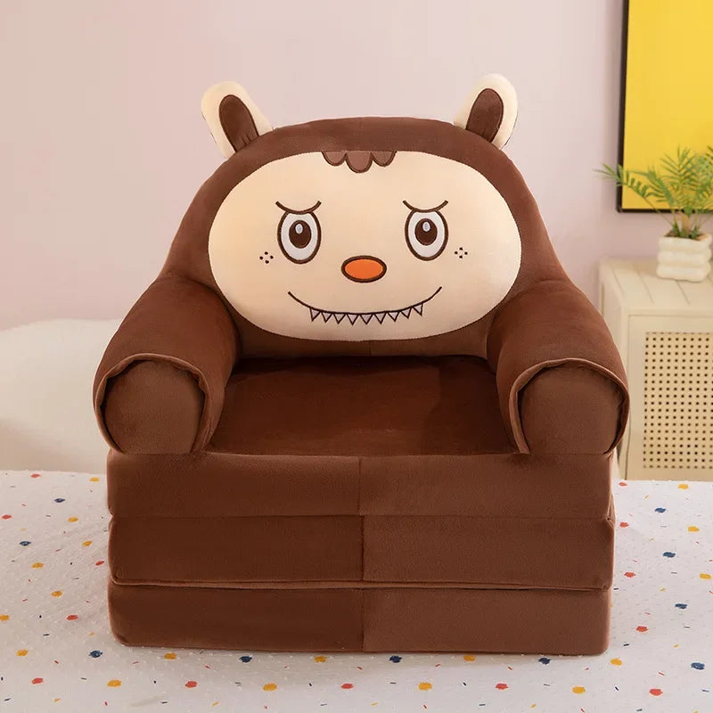 Three-layer folding children's small sofa cartoon kindergarten baby seat stool plush toy lazy sofa removable