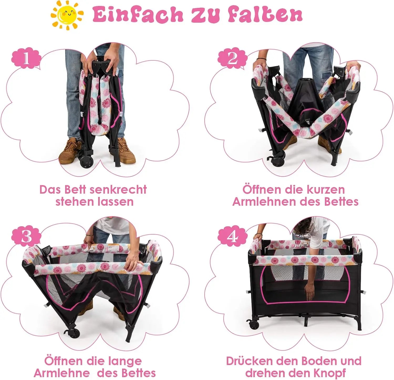 4-in-1 Folding Travel Cot