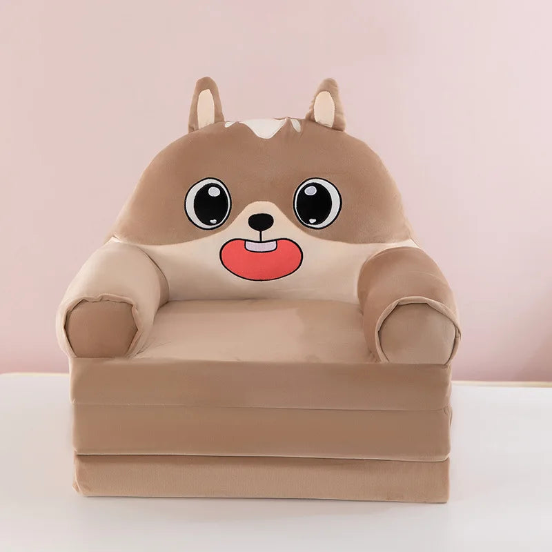 Three-layer folding children's small sofa cartoon kindergarten baby seat stool plush toy lazy sofa removable