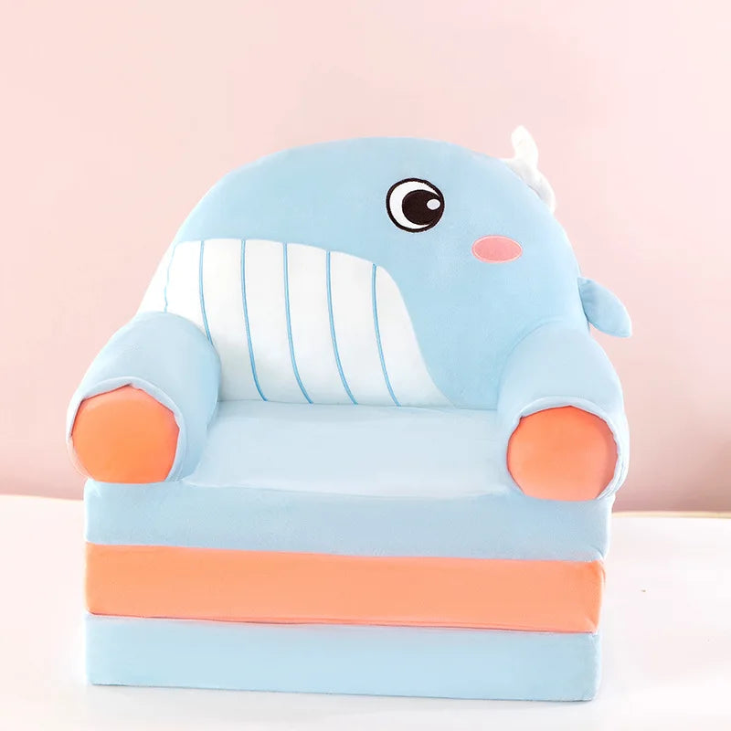 Three-layer folding children's small sofa cartoon kindergarten baby seat stool plush toy lazy sofa removable
