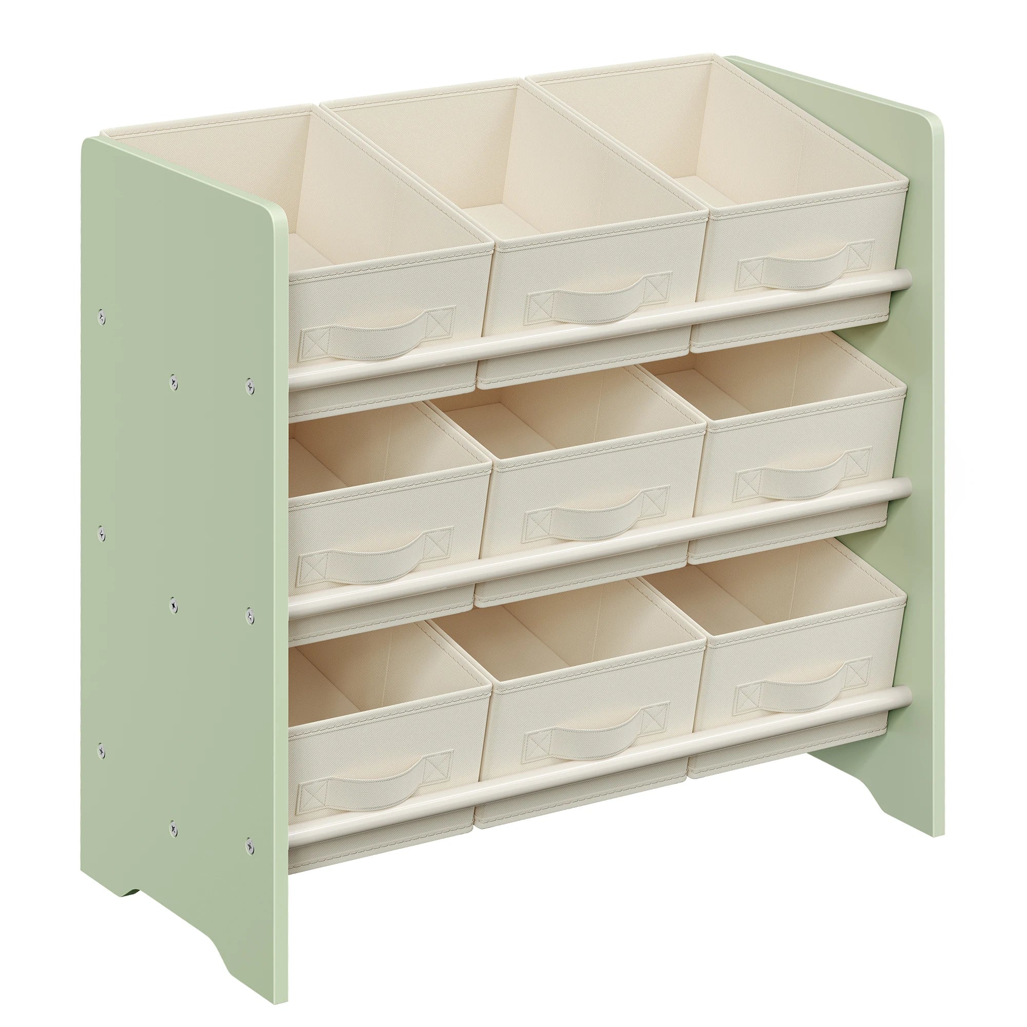 SONGMICS 9-Box Kids' Storage Rack with Fabric Bins (Laurel Green)
