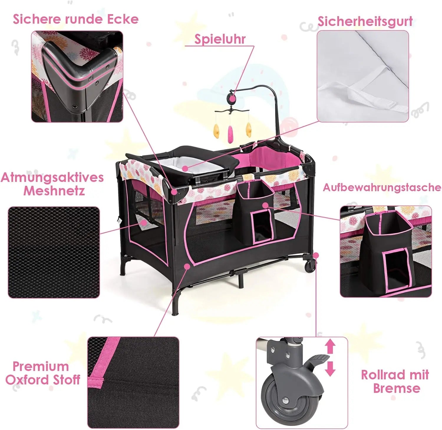 4-in-1 Folding Travel Cot