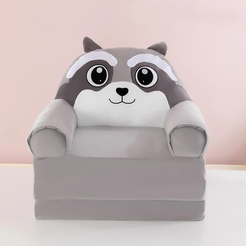 Three-layer folding children's small sofa cartoon kindergarten baby seat stool plush toy lazy sofa removable