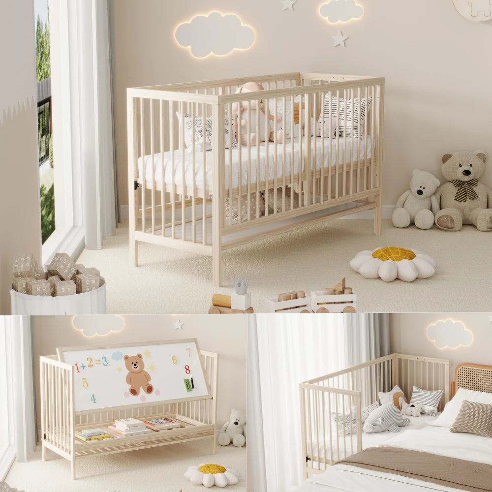 Nordic 4-in-1 Solid Wood Convertible Cot & Study Desk