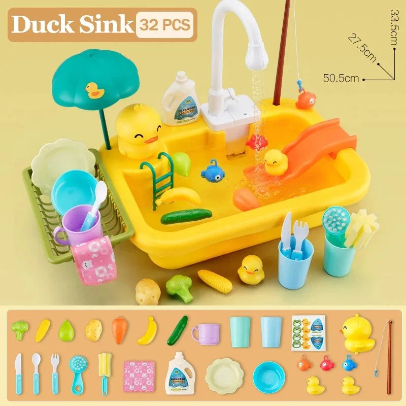 Kids Kitchen Sink Toys Electric Dishwasher