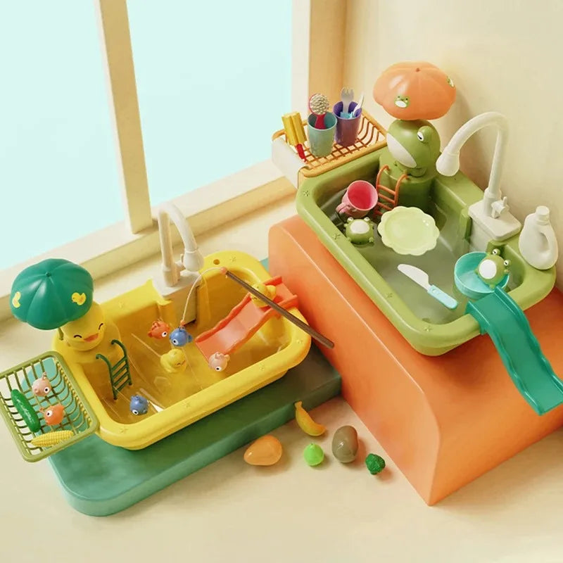 Kids Kitchen Sink Toys Electric Dishwasher