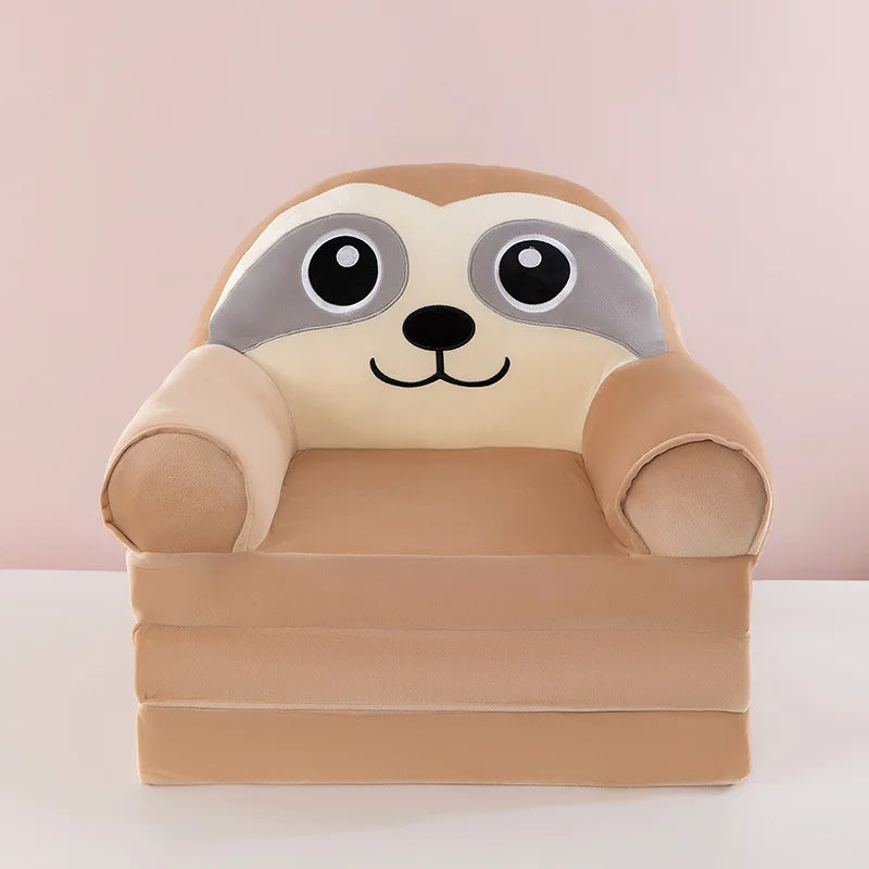 Three-layer folding children's small sofa cartoon kindergarten baby seat stool plush toy lazy sofa removable
