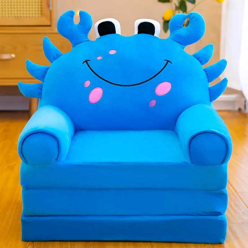 Three-layer folding children's small sofa cartoon kindergarten baby seat stool plush toy lazy sofa removable