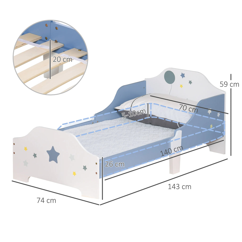 Celestial Wooden Junior Bed – Blue Star Edition