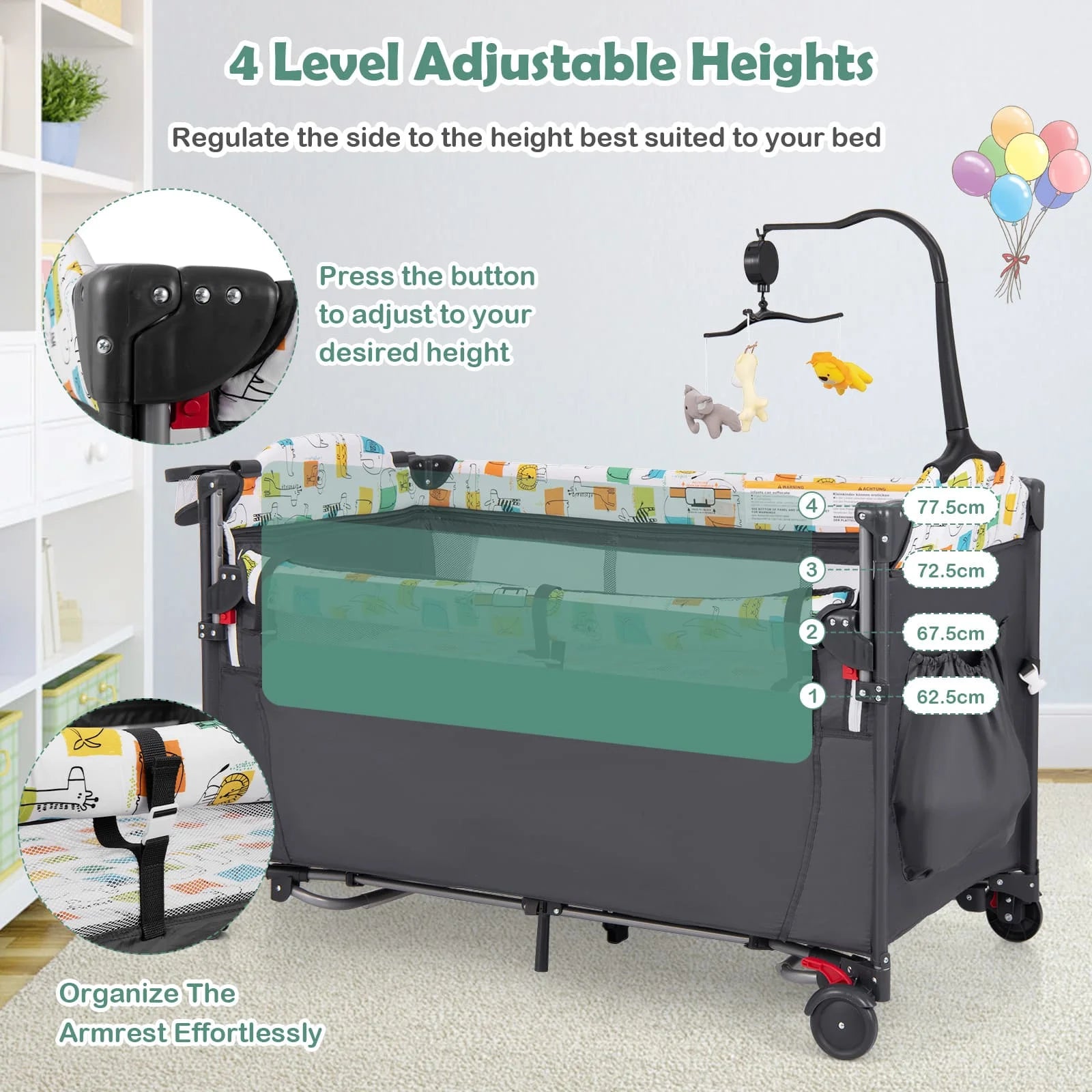 DORTALA 5-in-1 Baby Bassinet Bedside