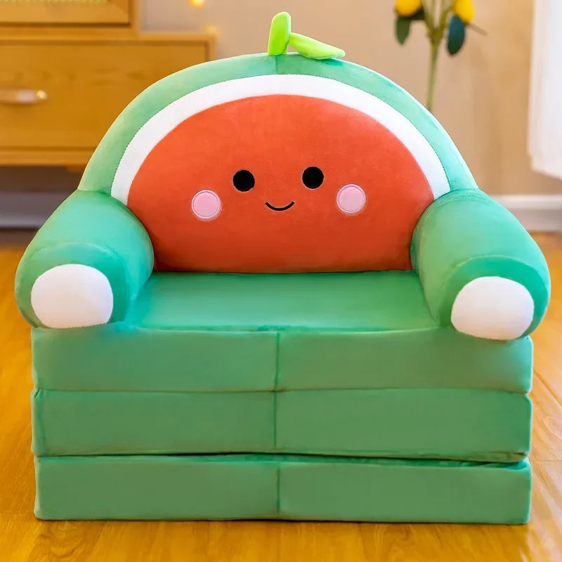 Three-layer folding children's small sofa cartoon kindergarten baby seat stool plush toy lazy sofa removable