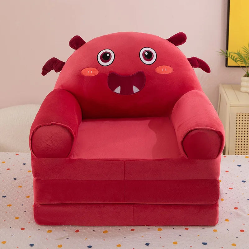 Three-layer folding children's small sofa cartoon kindergarten baby seat stool plush toy lazy sofa removable