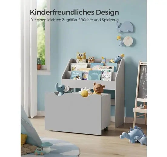 SONGMICS Kids' Bookcase & Toy Storage Chest with Roller Box