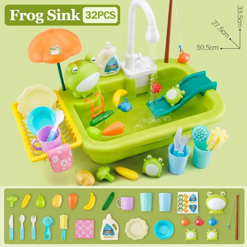 Kids Kitchen Sink Toys Electric Dishwasher