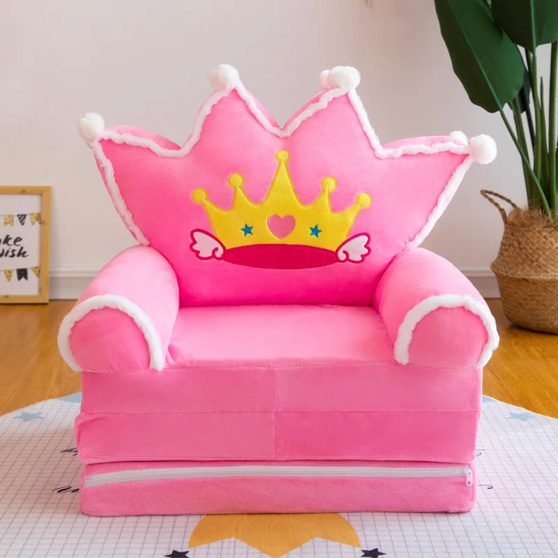 Three-layer folding children's small sofa cartoon kindergarten baby seat stool plush toy lazy sofa removable