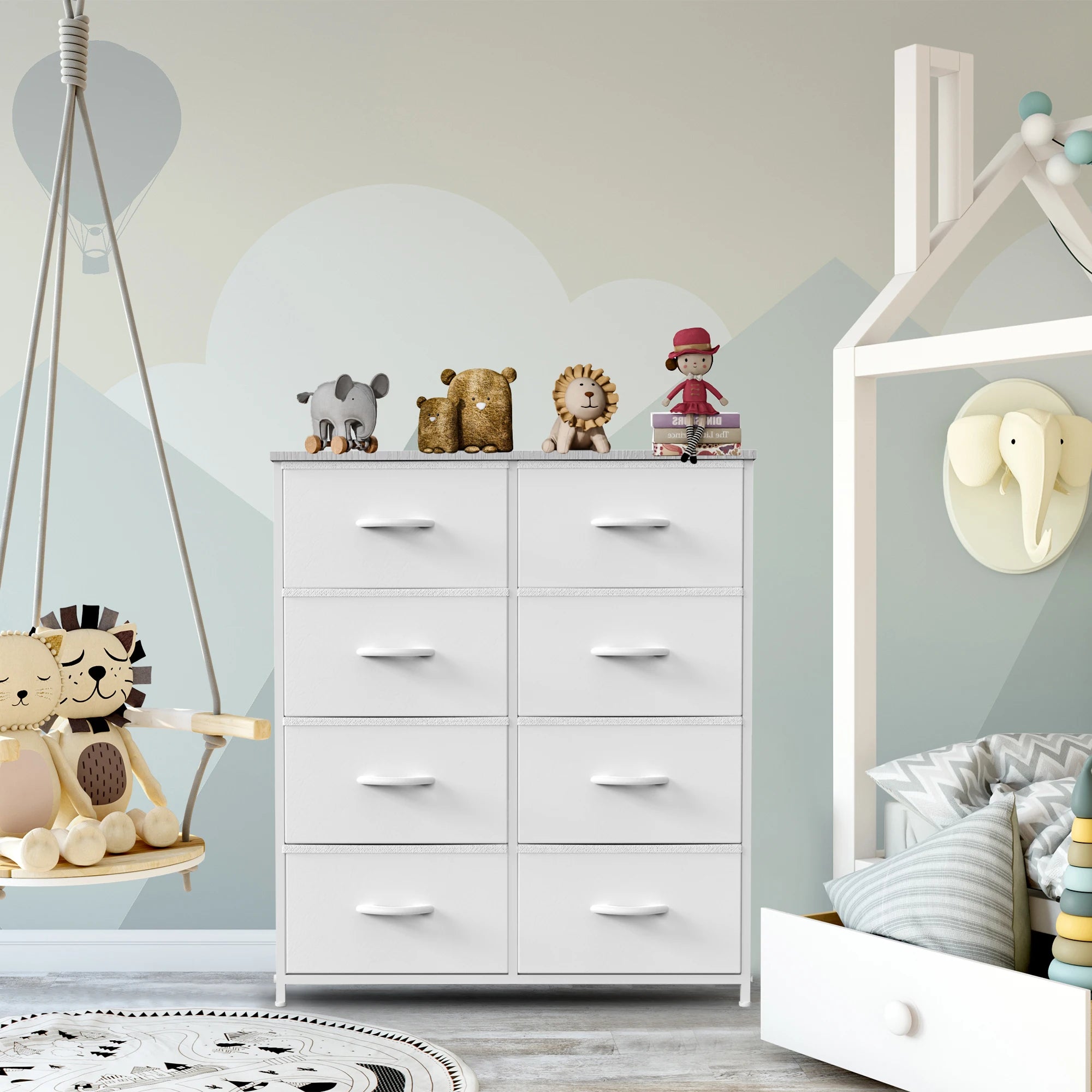 Summit 8-Drawer Fabric & Wood Top Nursery Storage Dresser