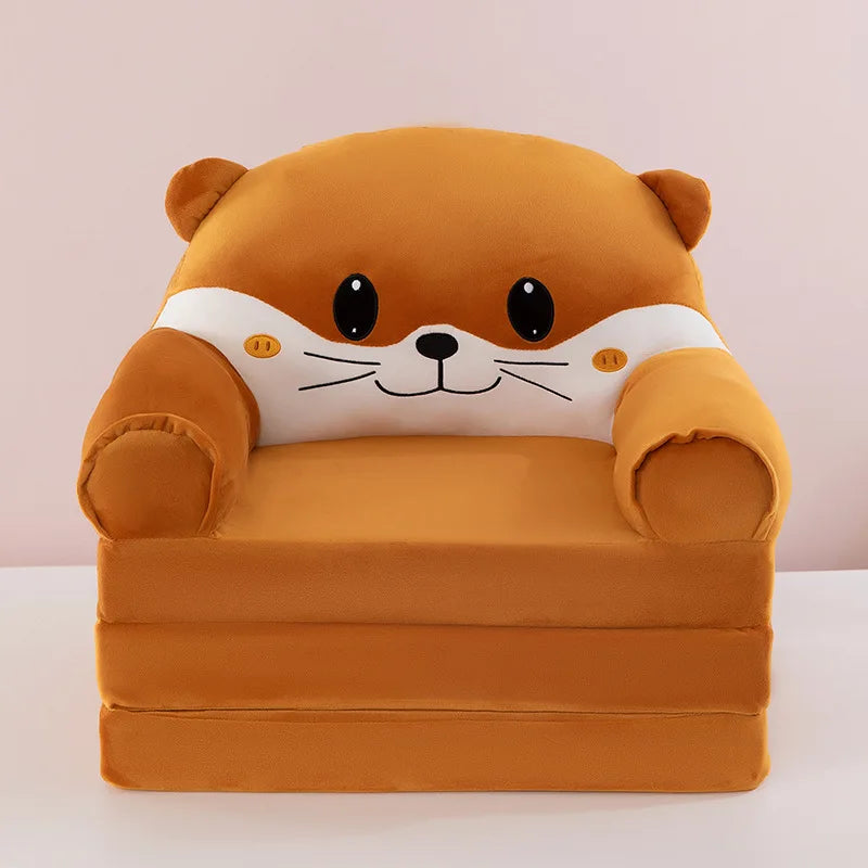 Three-layer folding children's small sofa cartoon kindergarten baby seat stool plush toy lazy sofa removable