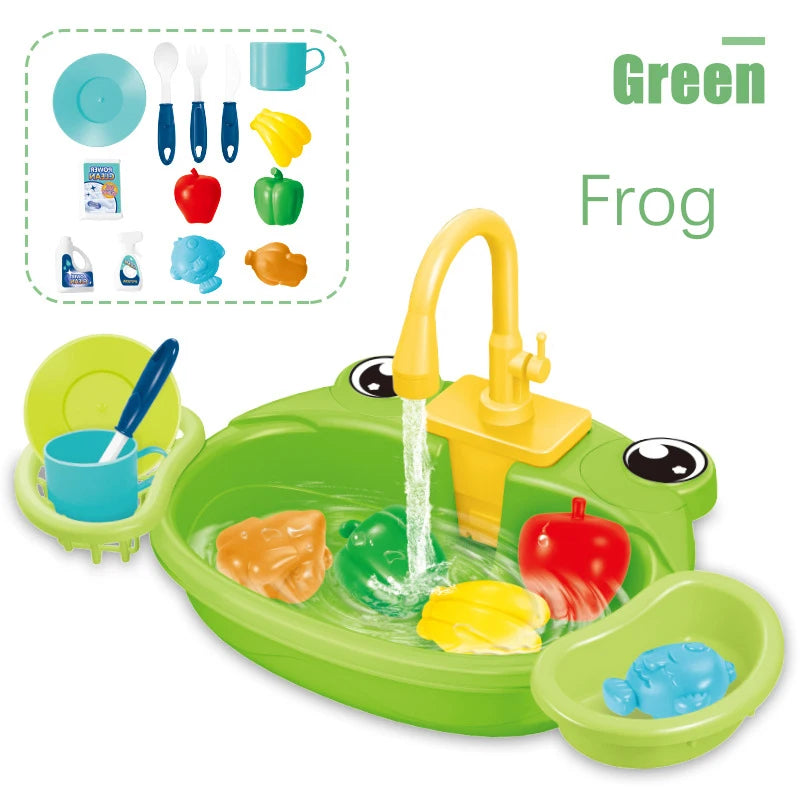 Kids Kitchen Sink Toys Simulation Electric Dishwasher Mini Kitchen Food Pretend Play House Toy Set Children Role Play Girl Toys