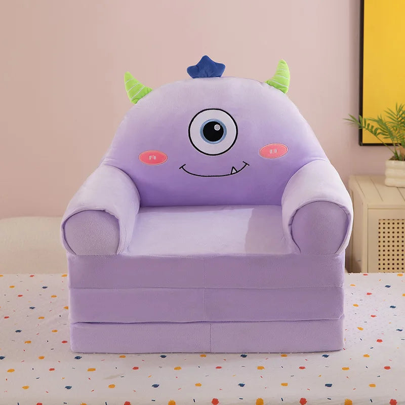 Three-layer folding children's small sofa cartoon kindergarten baby seat stool plush toy lazy sofa removable