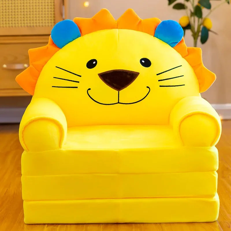 Three-layer folding children's small sofa cartoon kindergarten baby seat stool plush toy lazy sofa removable