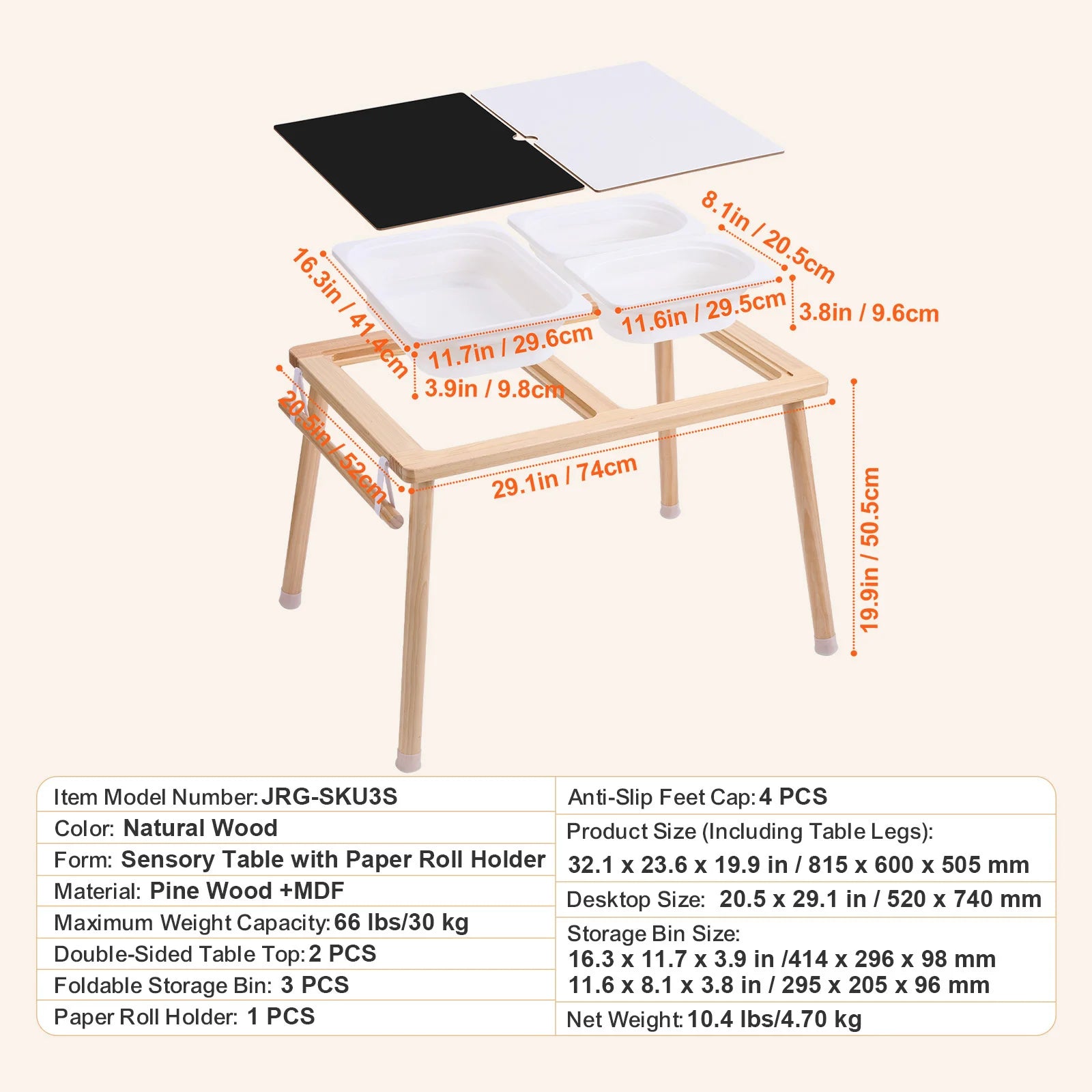 Summit Multi-Functional Wooden Kids' Sensory & Activity Table with Storage