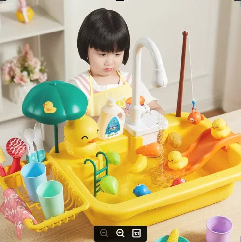 Kids Kitchen Sink Toys Electric Dishwasher