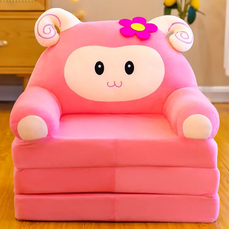 Three-layer folding children's small sofa cartoon kindergarten baby seat stool plush toy lazy sofa removable