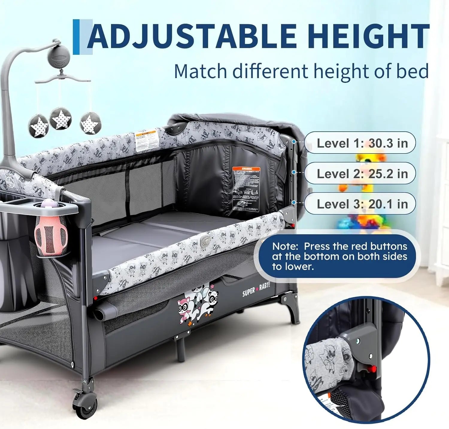 5 In 1 Foldable Baby Bedside Sleeper