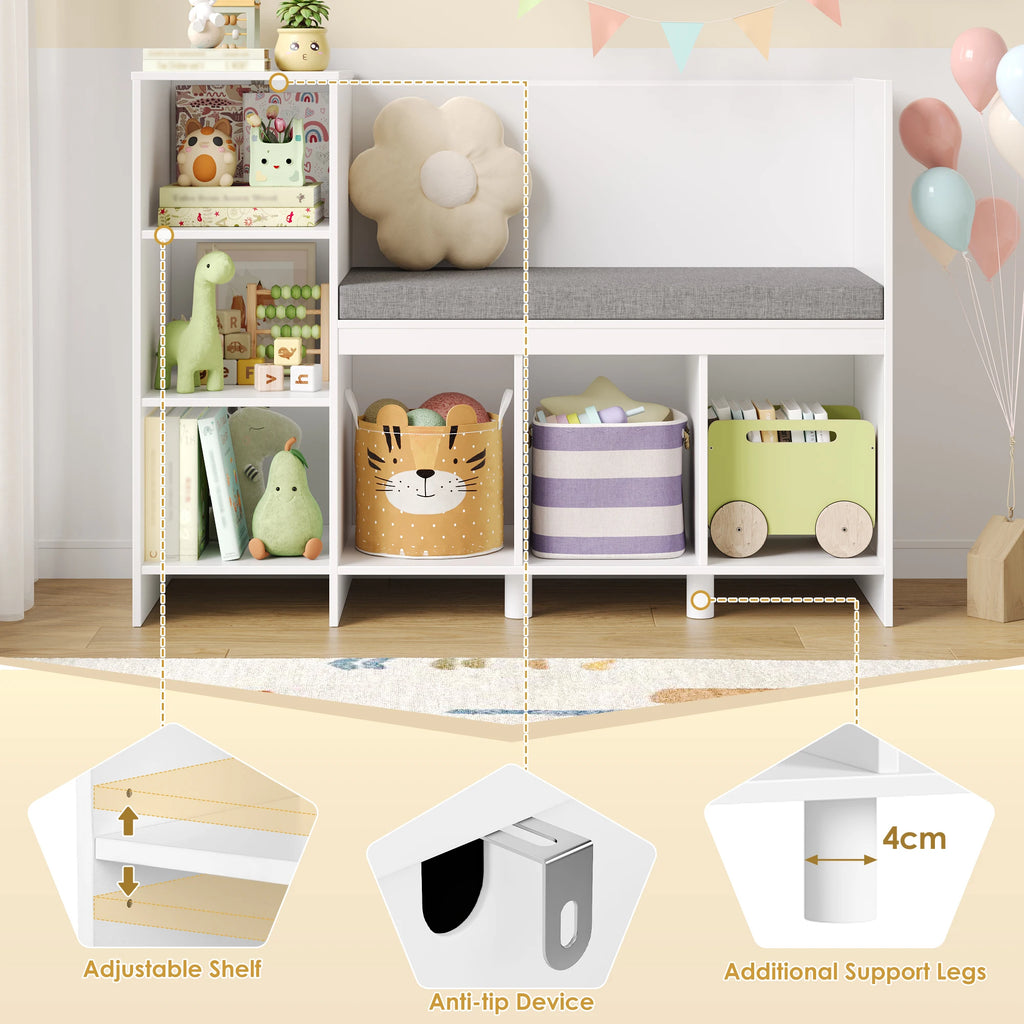 Summit 2-in-1 Kids' Reading Nook Bench & Toy Storage Bookshelf