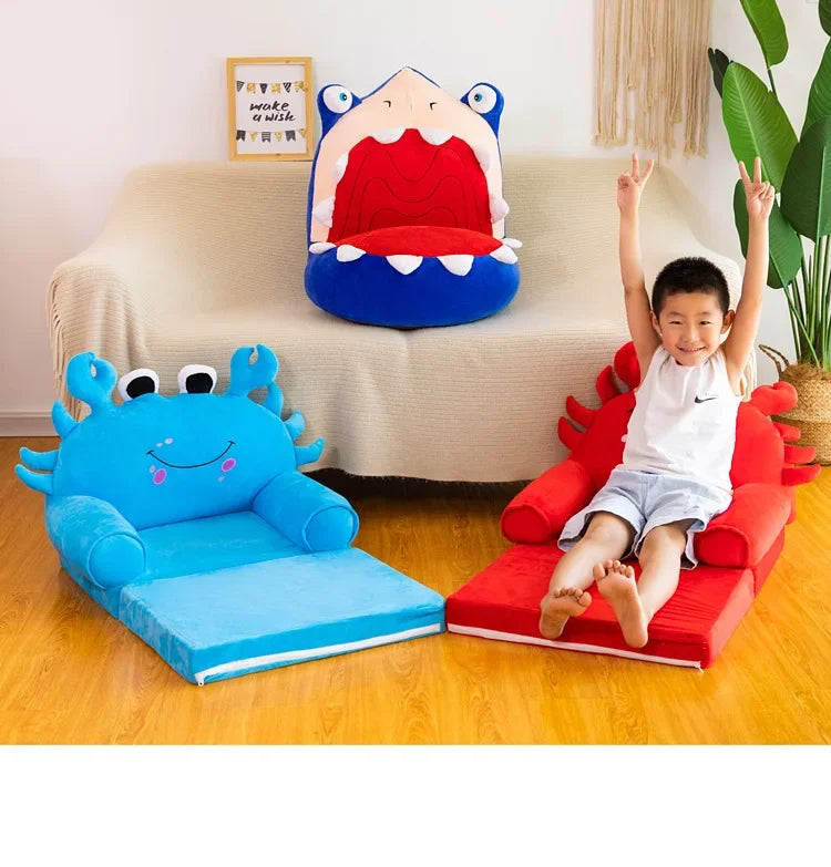 Three-layer folding children's small sofa cartoon kindergarten baby seat stool plush toy lazy sofa removable